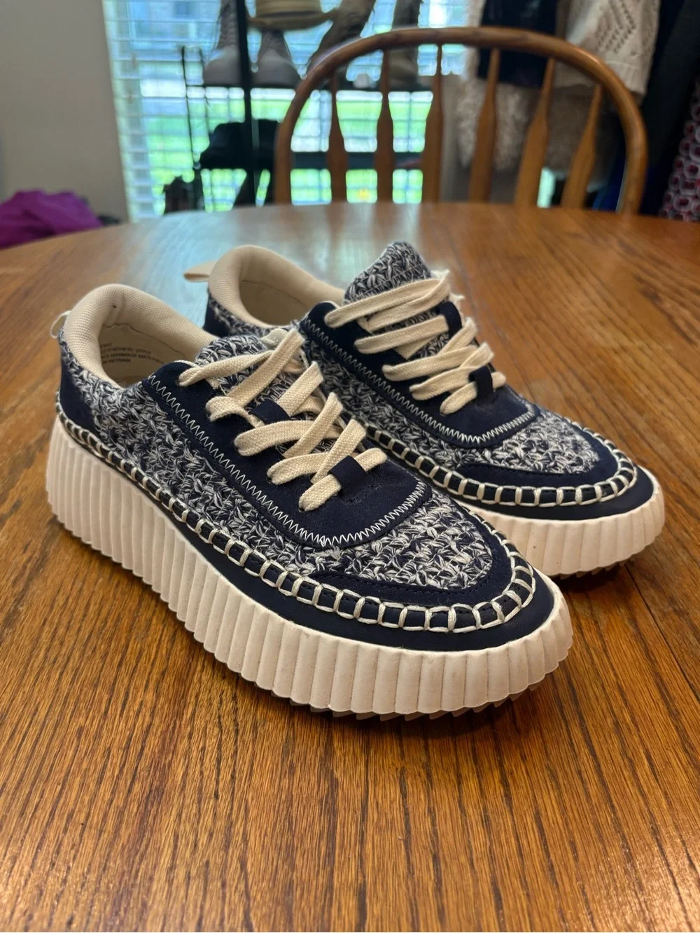 Dolce Vita Dolen Navy and Cream Platform Lace-Up Sneakers